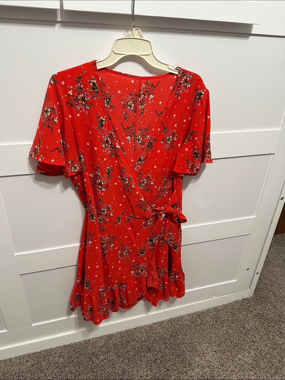 Floral Wrap Mini Dress in Red